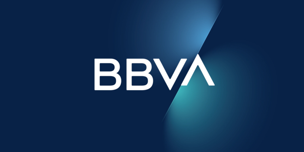 BBVA logotipo fundo azul com feixes de luz