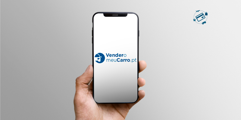 Logotipo Vender o Meu Carro em tela de celular, representando que é possível fazer avaliação online