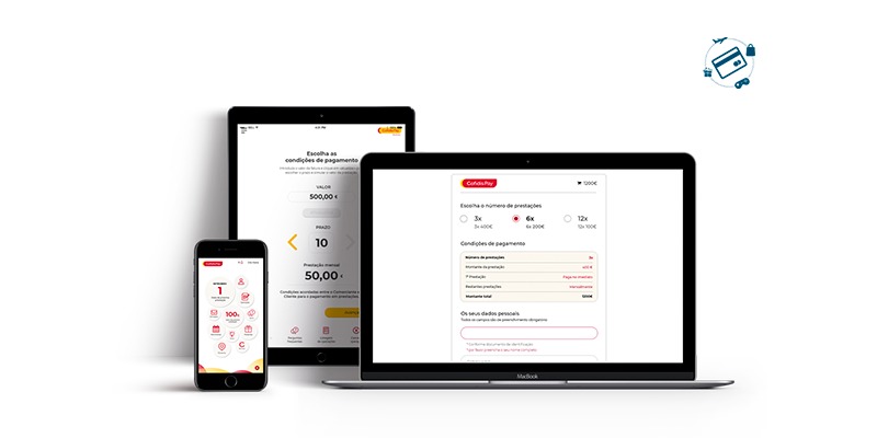 Tela de notebook, tablet e celular com crédito Cofidis