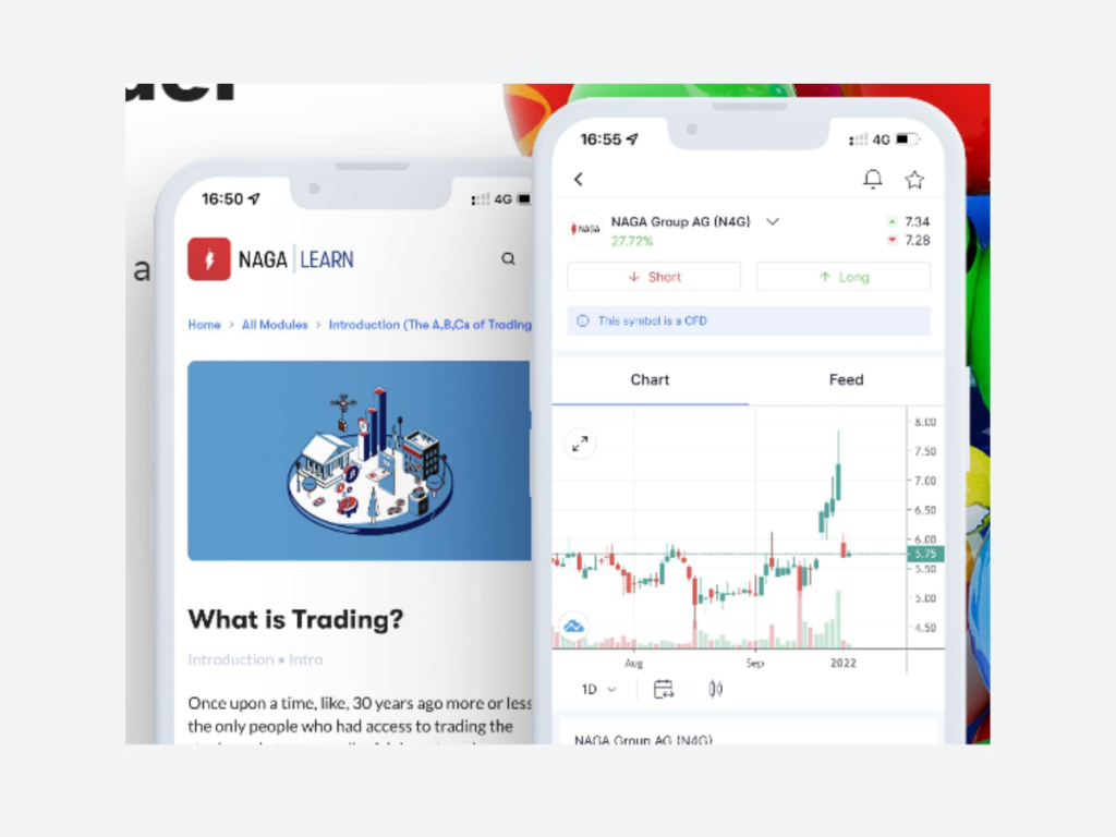 tela de celular mostrando investimentos Naga