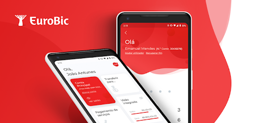 imagem com dois telefones celulares e o logo do Banco EuroBic em seu review