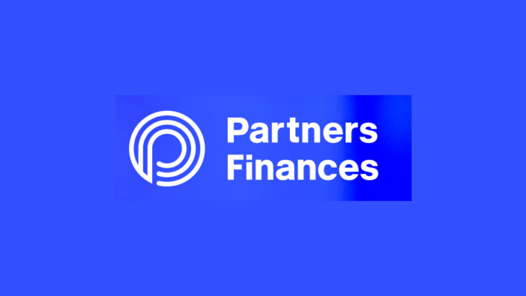 logo e nomr Partners Finances em fundo azul