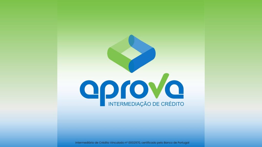 Logo Aprova com fundo verde e azul