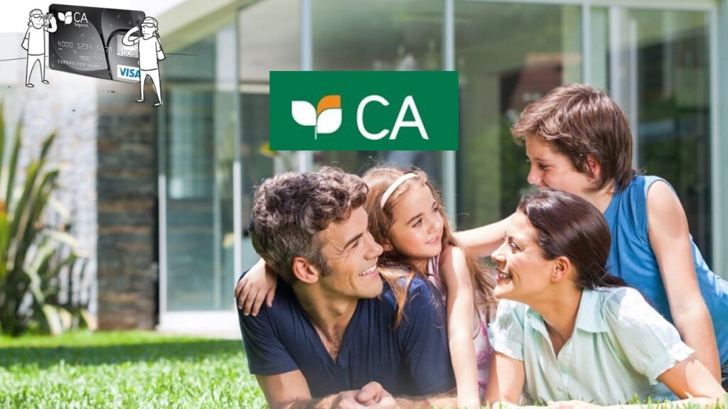 Família deitada na grama com logo CA seguros