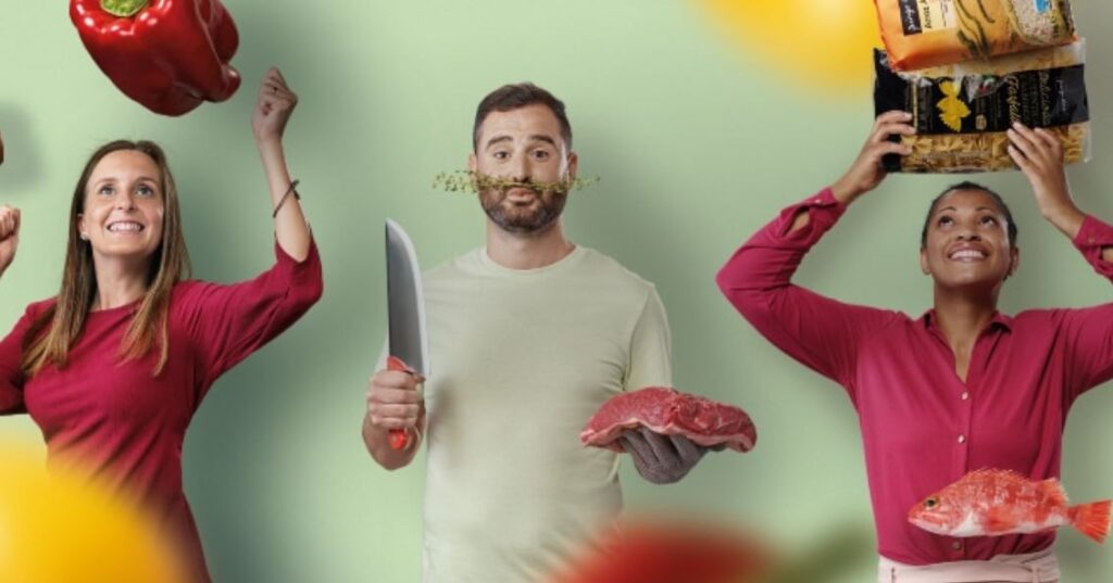 Imagem conceitual de pessoas trabalhando com alimentos