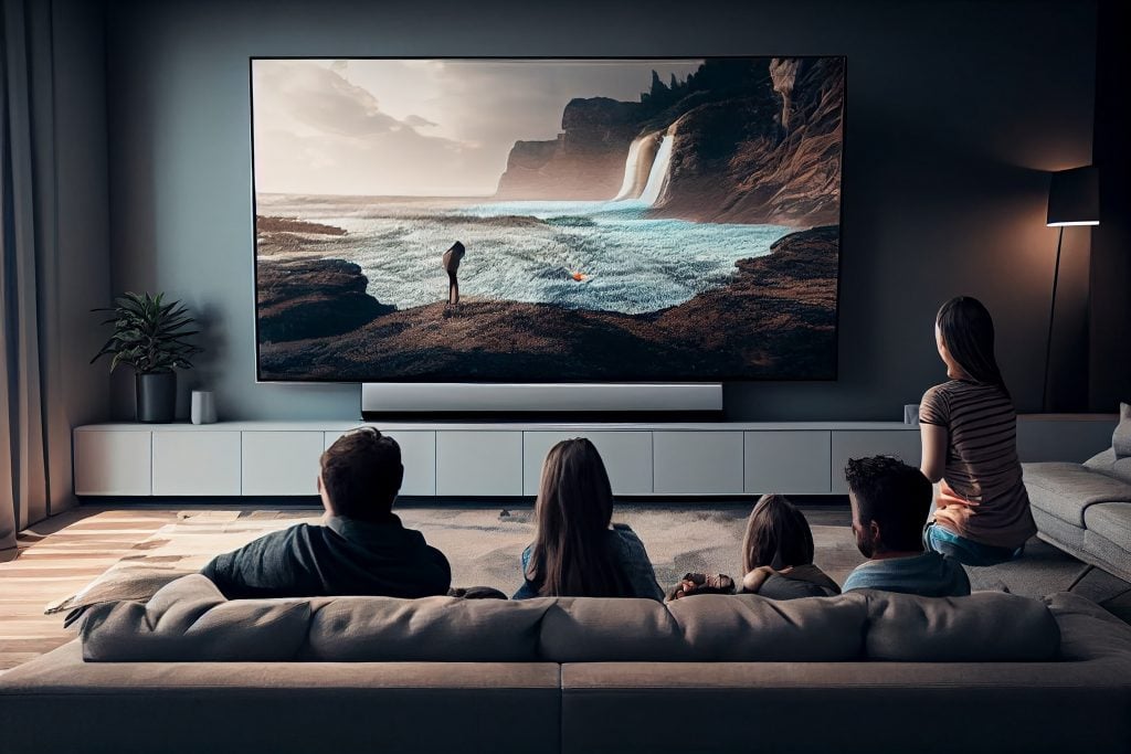 Family watching TV. generative AI