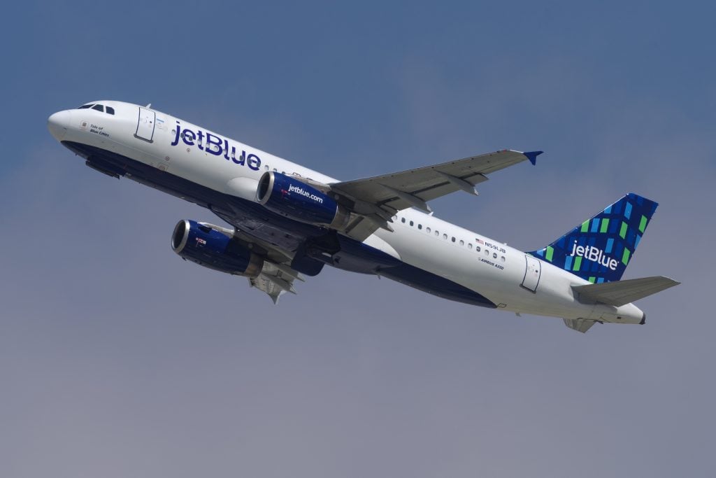 Los Angeles, California, United States: jetBlue Airways Airbus A320-232 jet with registration N591JB shown airborne on September 4, 2023.